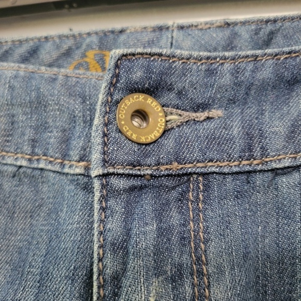 OUTBACK RED Womens Sz 2 Cuffed Casual Denim Blue Jean Shorts Mid Rise Distressed - Picture 4 of 11